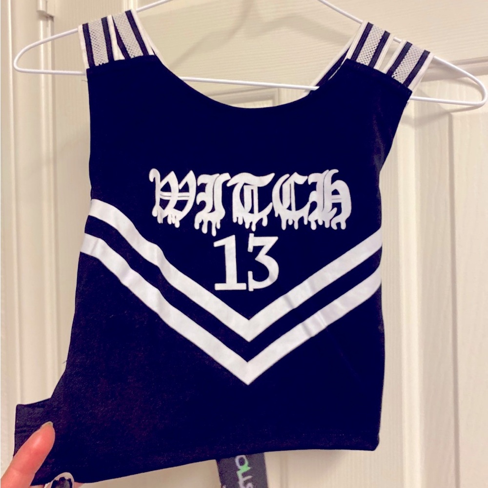 Witch 13 cheerleader cheer top dollskill
Tricks n treatz -black white dollskill